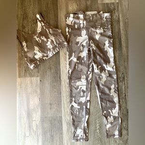 Mono B Legging & Bra set, Brown metallic camp, Size Large